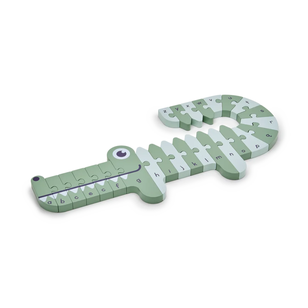 A,B,C puzzle crocodile green