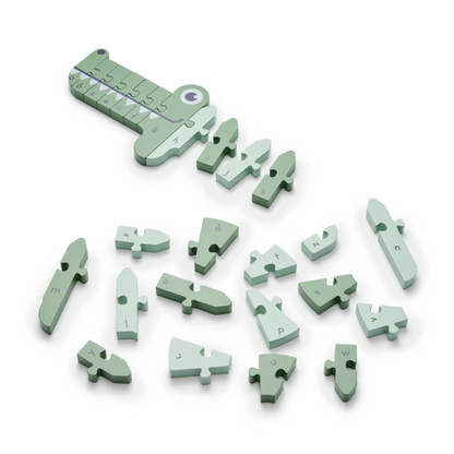 A,B,C puzzle crocodile green