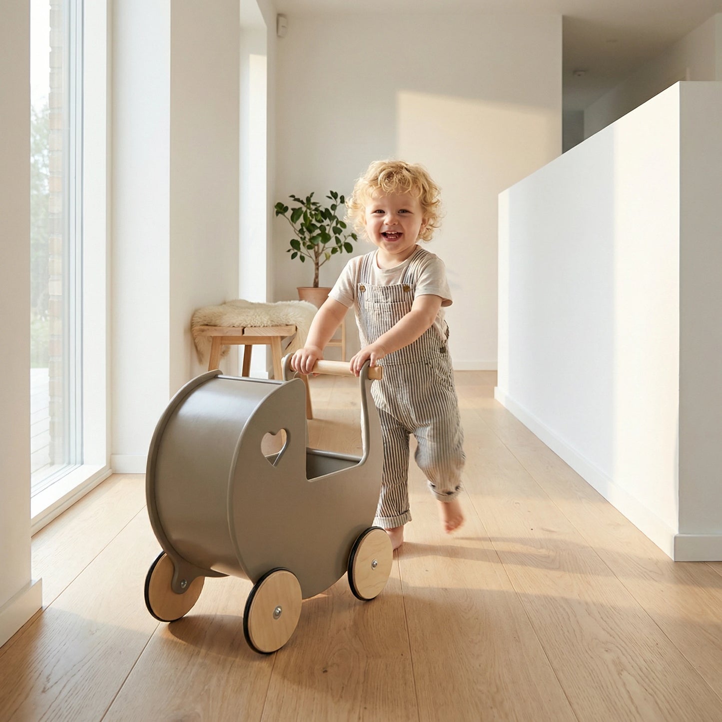 Luxury doll stroller grey