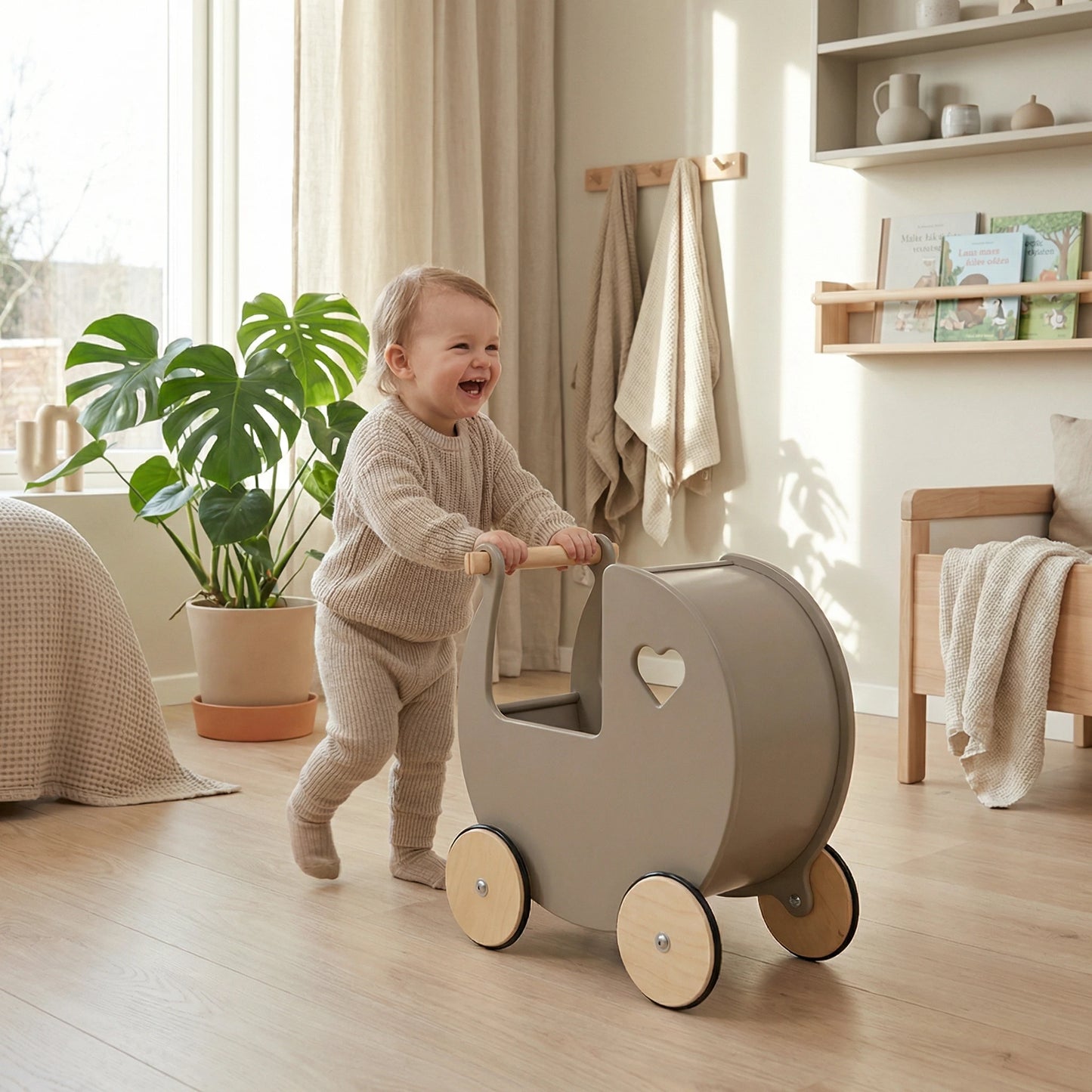 Luxury doll stroller grey