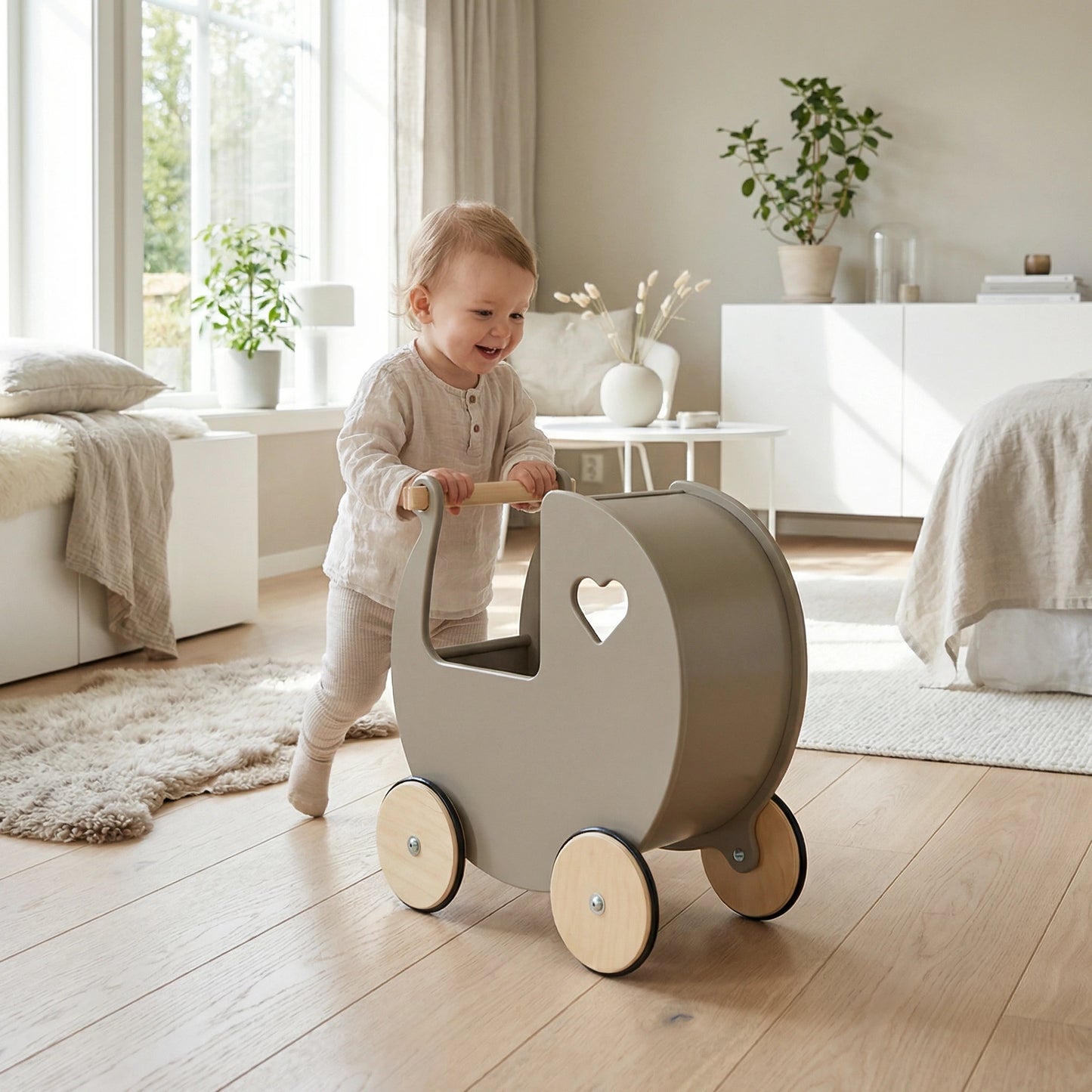 Luxury doll stroller grey
