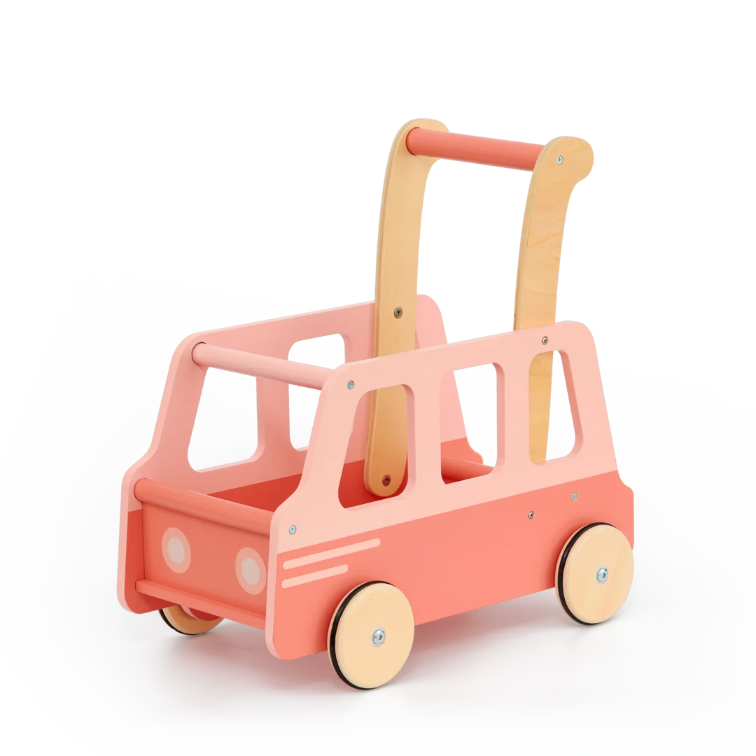 School bus pushchair pink