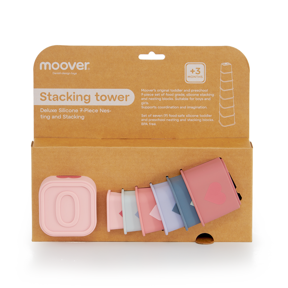 Silicone Stacking Tower Pink Hearts